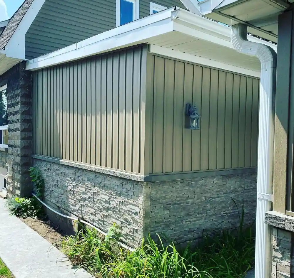 vinyl siding installation project in ancaster ontario with brown siding
