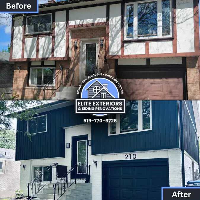 Before and after siding renovation in Brantford Ontario